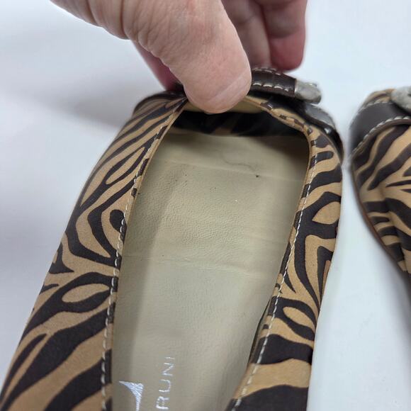 AGL Attilio Giusti Leombruni Shoes Womens Size 39 US 8.5 Peep Toe Flats Animal - Picture 15 of 16